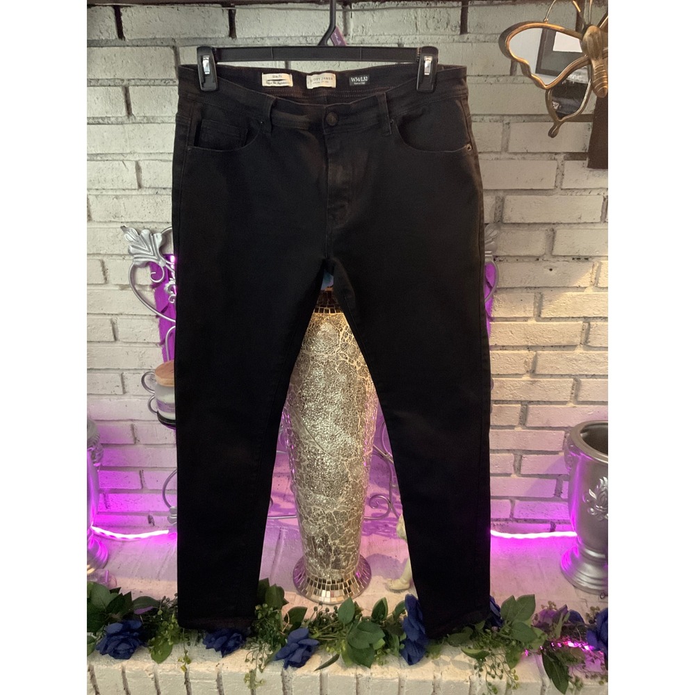 Scott James Mens Slim Fit Black Denim Jeans W34 L32 Strive for Authenticity